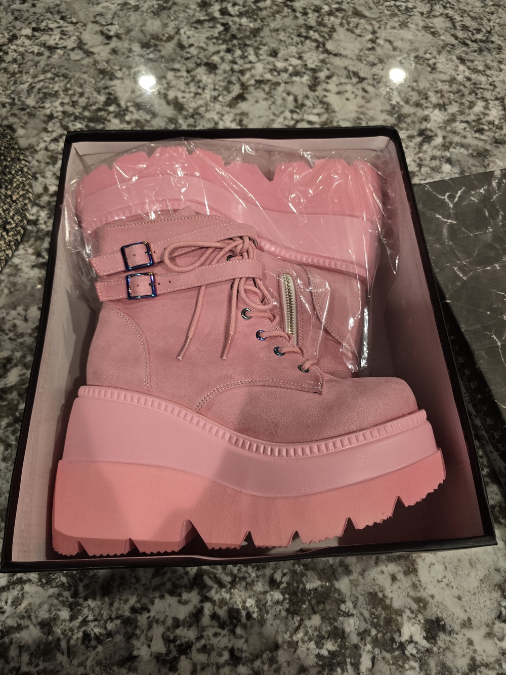 Demonia Shaker-52 Baby Pink Vegan Suede / 9